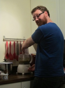 James doing something kitchen like between whiskeys